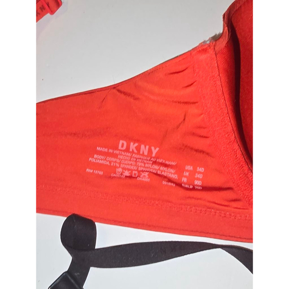 2 Unlined Dkny 34D with underwire color red and leopard design - Picture 5 of 8